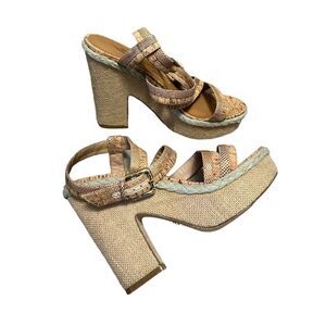 Nina originals strappy boho mixed texture heels strappy sandals size 8.5